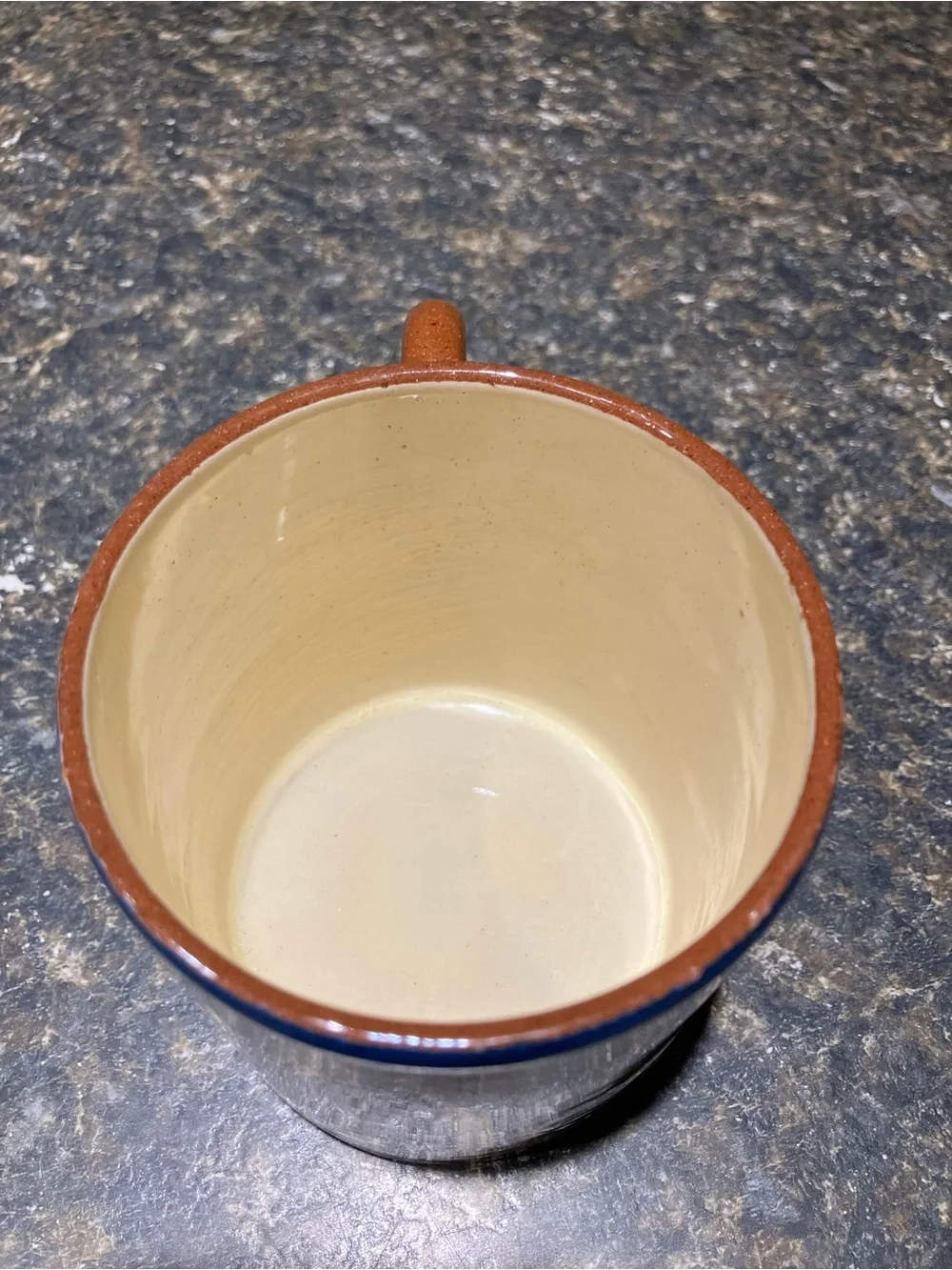 Vintage Motto Wear cottage mug /cup green brown cream “ time ripens all things”